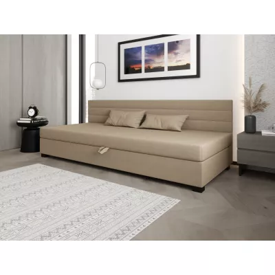 Čalúnená posteľ 100x195 KASANDRA BIZ 2 s úložným priestorom - hnedá