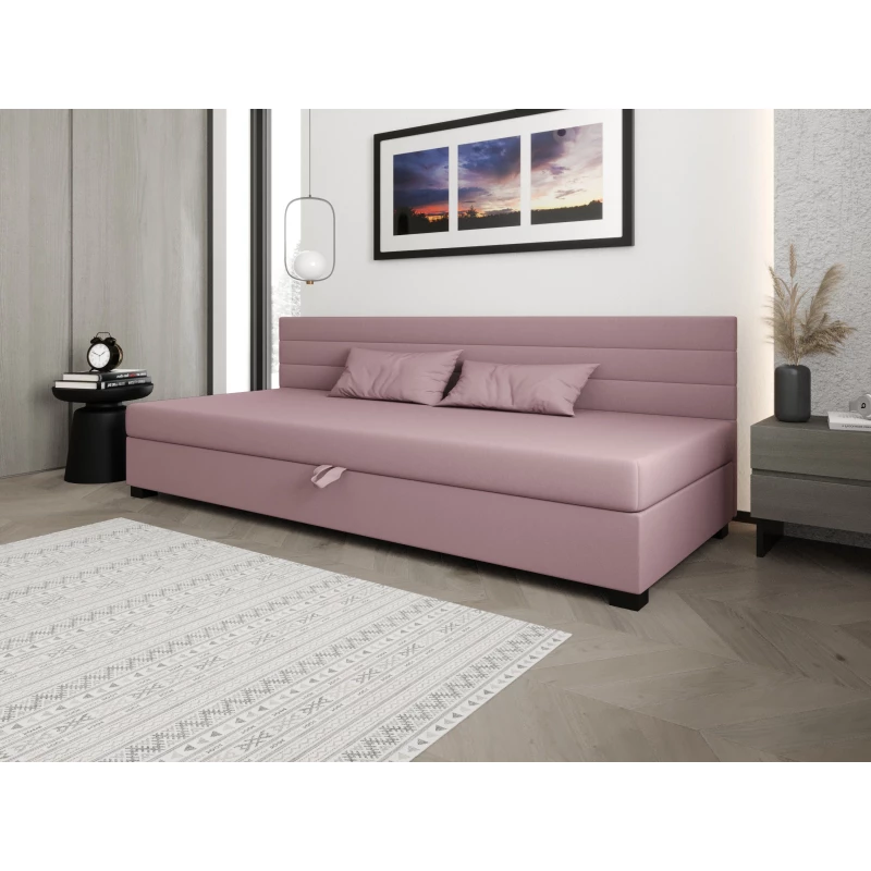 Čalúnená posteľ 100x195 KASANDRA BIZ 2 s úložným priestorom - ružová