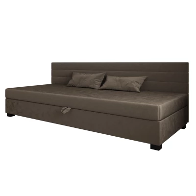 Čalúnená posteľ 80x195 KASANDRA BIZ 2 s úložným priestorom - tmavo hnedá