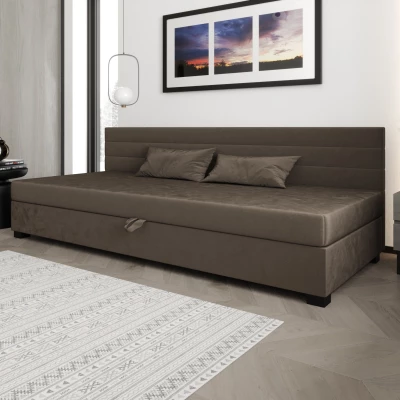 Čalúnená posteľ 120x195 KASANDRA BIZ 2 s úložným priestorom - tmavo hnedá