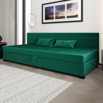 Čalúnená posteľ 120x195 KASANDRA BIZ 2 s úložným priestorom - zelená