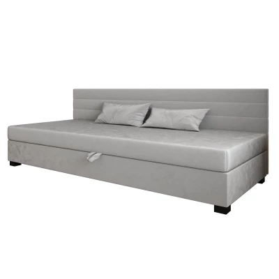 Čalúnená posteľ 120x195 KASANDRA BIZ 2 s úložným priestorom - svetlo šedá