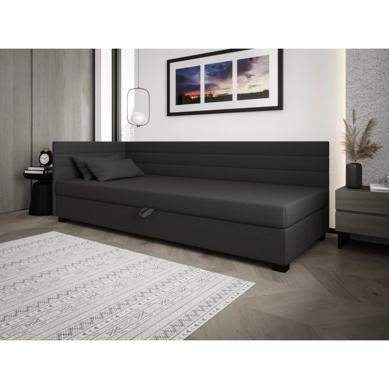 Čalúnená posteľ 100x195 KASANDRA PLUS 1 s úložným priestorom - šedá
