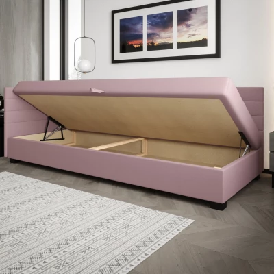 Čalúnená posteľ 80x195 KASANDRA PLUS 1 s úložným priestorom - čierna / ecru