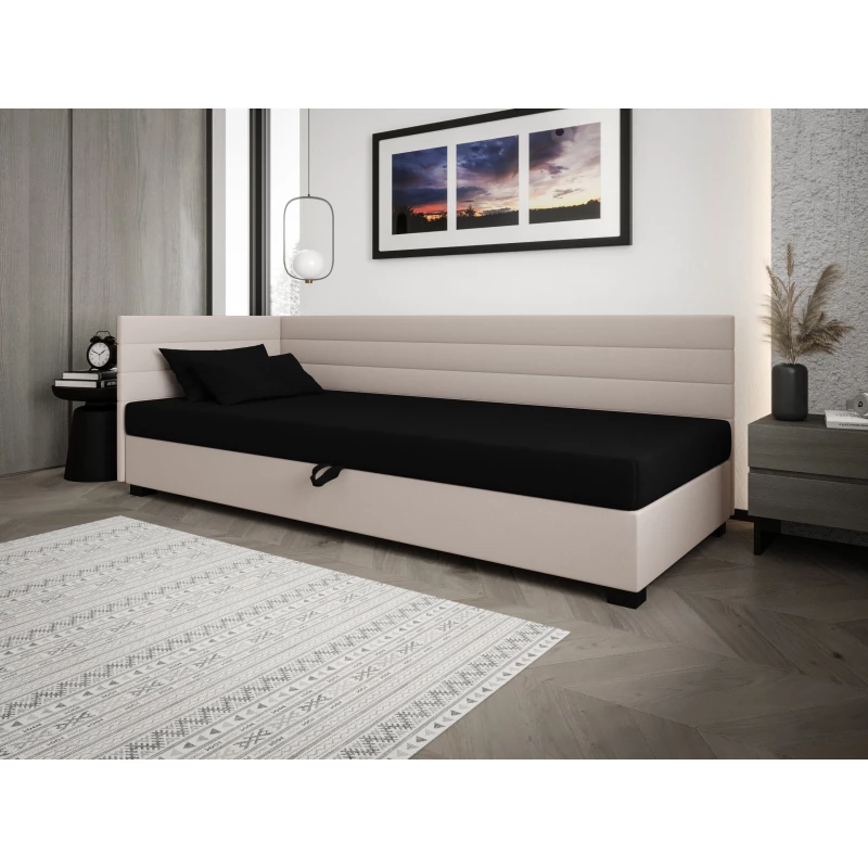 Čalúnená posteľ 100x195 KASANDRA PLUS 1 s úložným priestorom - čierna / ecru
