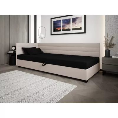 Čalúnená posteľ 110x195 KASANDRA PLUS 1 s úložným priestorom - čierna / ecru