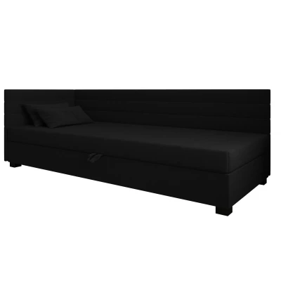 Čalúnená posteľ 90x195 KASANDRA PLUS 1 s úložným priestorom - čierna