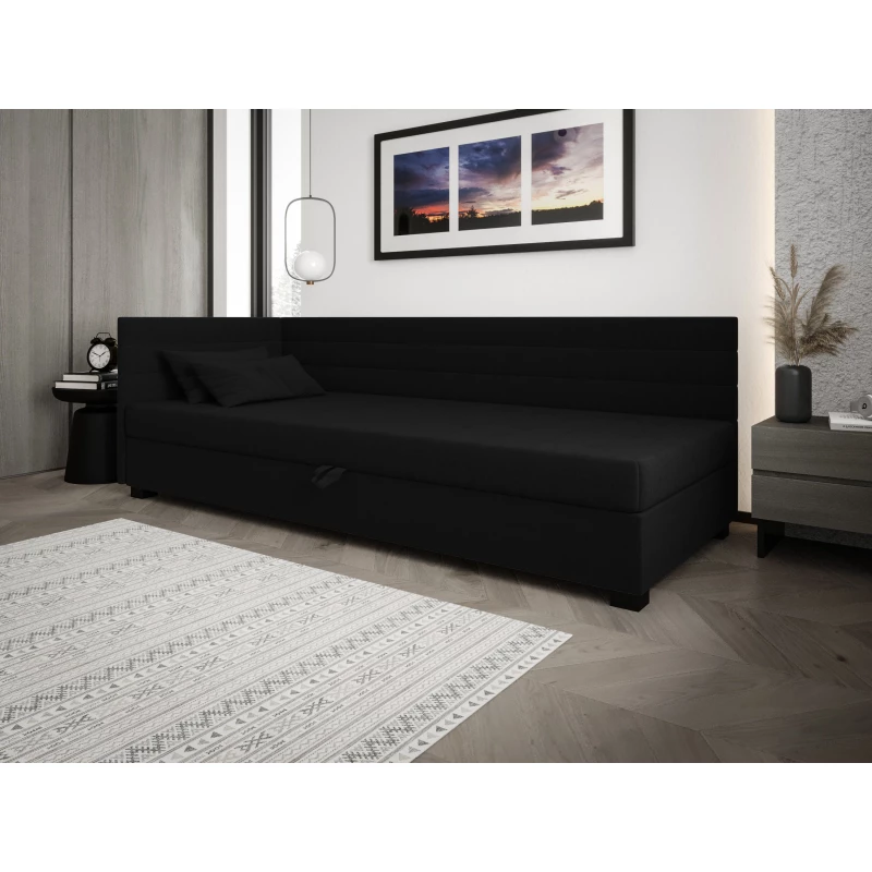 Čalúnená posteľ 100x195 KASANDRA PLUS 1 s úložným priestorom - čierna