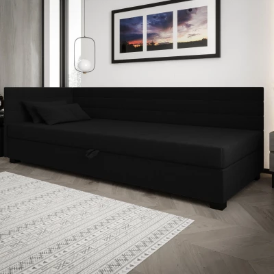 Čalúnená posteľ 120x195 KASANDRA PLUS 1 s úložným priestorom - čierna