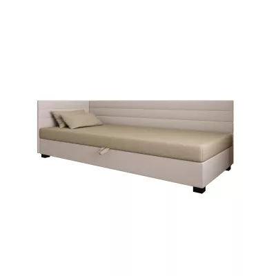 Čalúnená posteľ 90x195 KASANDRA PLUS 1 s úložným priestorom - hnedá / ecru