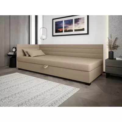 Čalúnená posteľ 120x195 KASANDRA PLUS 1 s úložným priestorom - hnedá