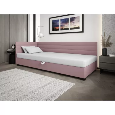 Čalúnená posteľ 90x195 KASANDRA PLUS 1 s úložným priestorom - ružová / biela