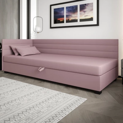 Čalúnená posteľ 100x195 KASANDRA PLUS 1 s úložným priestorom - ružová