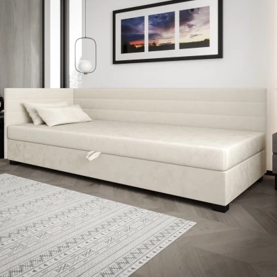Čalúnená posteľ 90x195 KASANDRA PLUS 1 s úložným priestorom - ecru