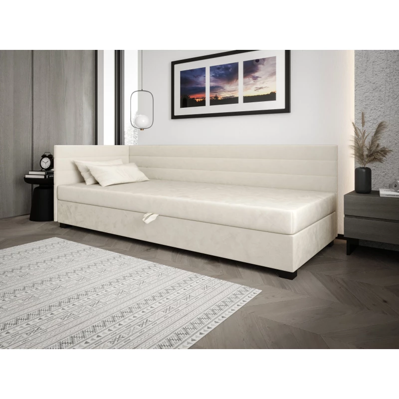 Čalúnená posteľ 120x195 KASANDRA PLUS 1 s úložným priestorom - ecru