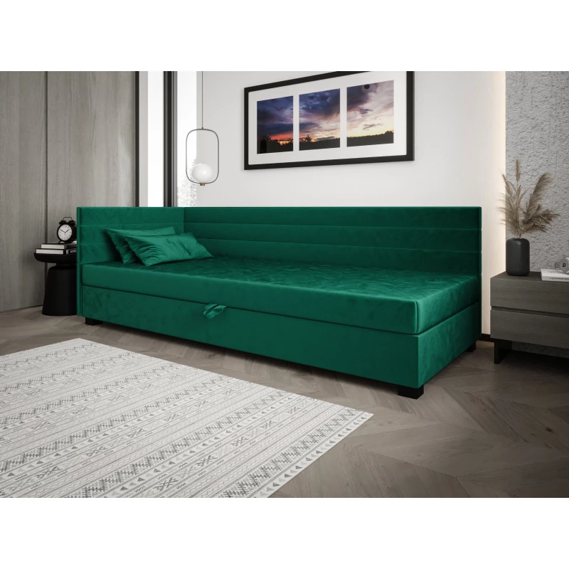 Čalúnená posteľ 80x195 KASANDRA PLUS 1 s úložným priestorom - zelená
