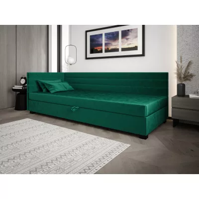 Čalúnená posteľ 120x195 KASANDRA PLUS 1 s úložným priestorom - zelená