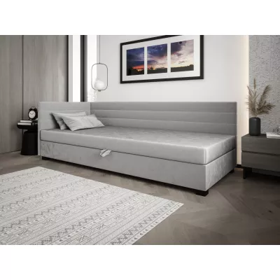 Čalúnená posteľ 90x195 KASANDRA PLUS 1 s úložným priestorom - svetlo šedá