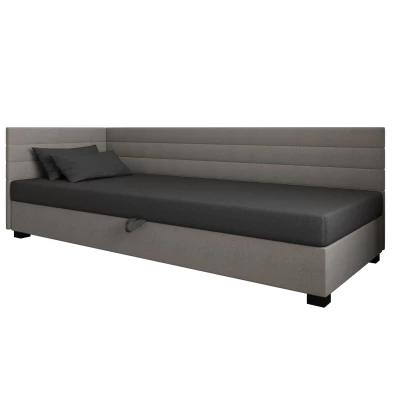 Čalúnená posteľ 90x195 KASANDRA PLUS 2 s úložným priestorom - šedá / svetlo šedá