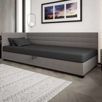Čalúnená posteľ 120x195 KASANDRA PLUS 2 s úložným priestorom - šedá / svetlo šedá