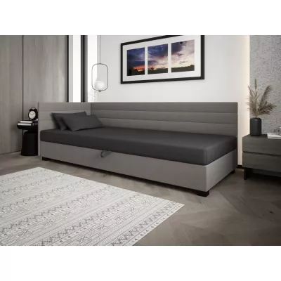 Čalúnená posteľ 120x195 KASANDRA PLUS 2 s úložným priestorom - šedá / svetlo šedá