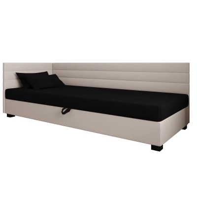 Čalúnená posteľ 120x195 KASANDRA PLUS 2 s úložným priestorom - čierna / ecru