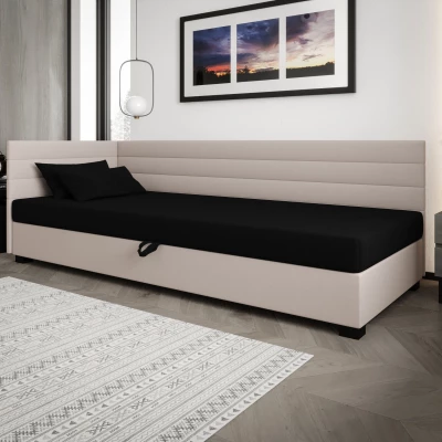 Čalúnená posteľ 120x195 KASANDRA PLUS 2 s úložným priestorom - čierna / ecru