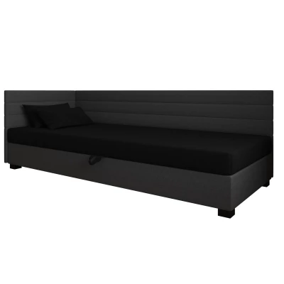 Čalúnená posteľ 80x195 KASANDRA PLUS 2 s úložným priestorom - čierna / šedá