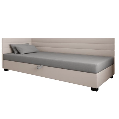 Čalúnená posteľ 100x195 KASANDRA PLUS 2 s úložným priestorom - svetlo šedá / ecru