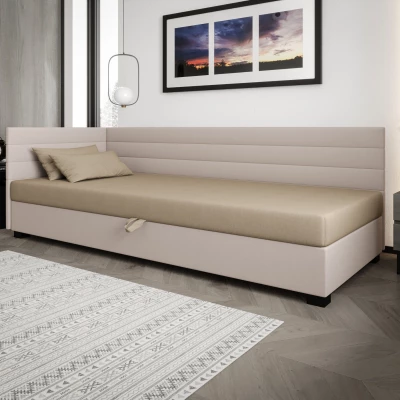 Čalúnená posteľ 90x195 KASANDRA PLUS 2 s úložným priestorom - hnedá / ecru