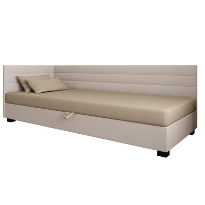 Čalúnená posteľ 100x195 KASANDRA PLUS 2 s úložným priestorom - hnedá / ecru