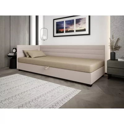 Čalúnená posteľ 120x195 KASANDRA PLUS 2 s úložným priestorom - hnedá / ecru