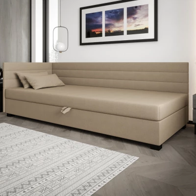 Čalúnená posteľ 90x195 KASANDRA PLUS 2 s úložným priestorom - hnedá