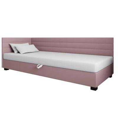 Čalúnená posteľ 80x195 KASANDRA PLUS 2 s úložným priestorom - ružová / biela