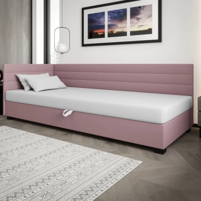 Čalúnená posteľ 80x195 KASANDRA PLUS 2 s úložným priestorom - ružová / biela
