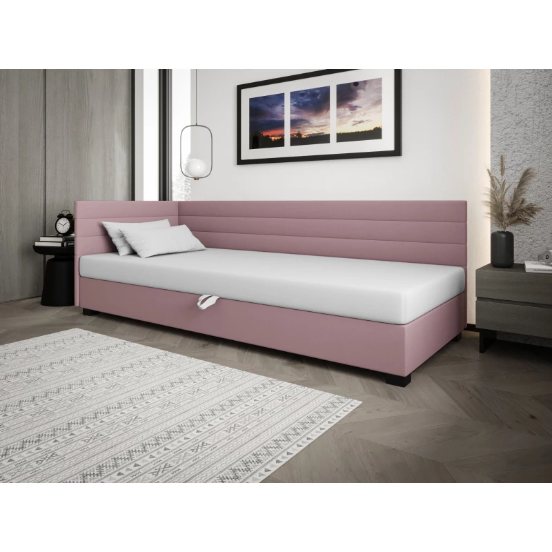 Čalúnená posteľ 80x195 KASANDRA PLUS 2 s úložným priestorom - ružová / biela