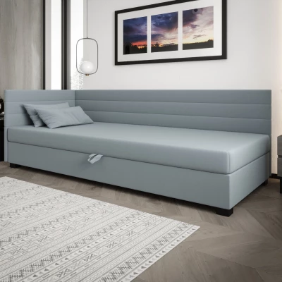 Čalúnená posteľ 110x195 KASANDRA PLUS 2 s úložným priestorom - modrošedá