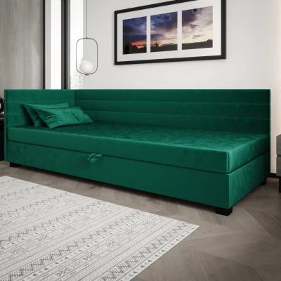 Čalúnená posteľ 80x195 KASANDRA PLUS 2 s úložným priestorom - zelená