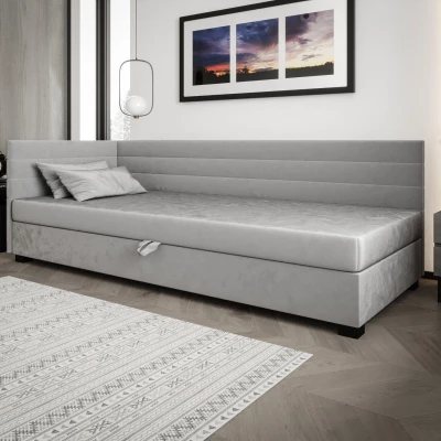 Čalúnená posteľ 90x195 KASANDRA PLUS 2 s úložným priestorom - svetlo šedá