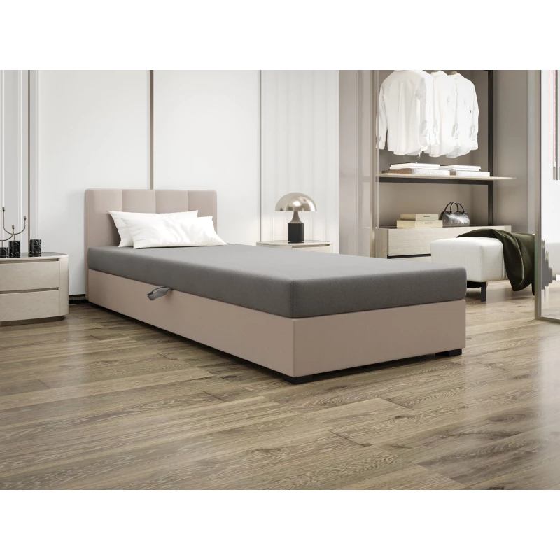 Jednolôžková posteľ 100x195 MANKA 2 - svetlo šedá / ecru