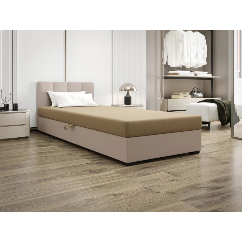 Jednolôžková posteľ 100x195 MANKA 2 - hnedá / ecru