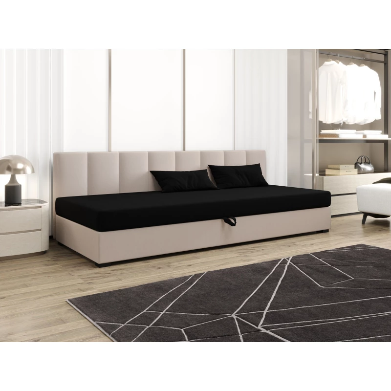 Jednolôžková posteľ 80x195 MANKA BIZ 2 - čierna / ecru