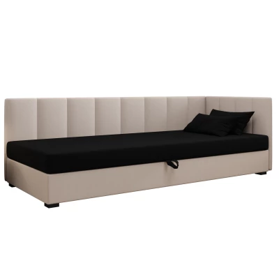 Jednolôžková posteľ 90x195 MANKA PLUS 1 - čierna / ecru