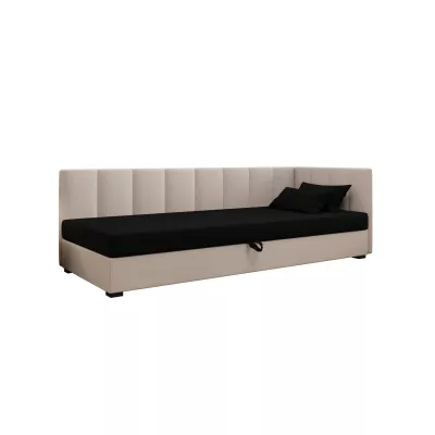Jednolôžková posteľ 90x195 MANKA PLUS 1 - čierna / ecru