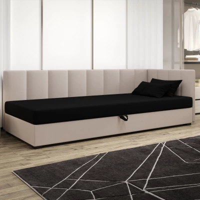 Jednolôžková posteľ 90x195 MANKA PLUS 1 - čierna / ecru
