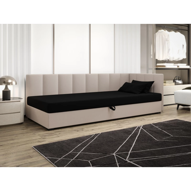 Jednolôžková posteľ 90x195 MANKA PLUS 1 - čierna / ecru