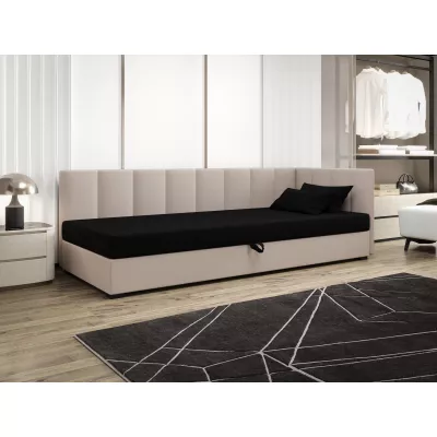 Jednolôžková posteľ 90x195 MANKA PLUS 1 - čierna / ecru