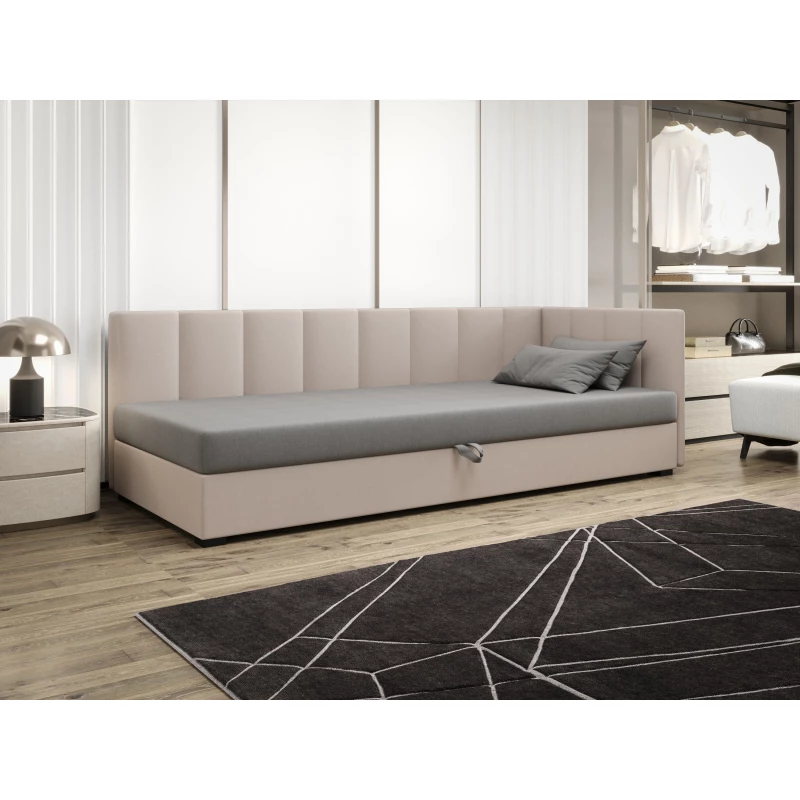 Jednolôžková posteľ 90x195 MANKA PLUS 1 - svetlo šedá / ecru