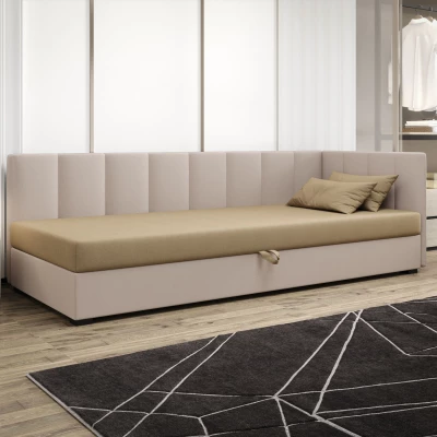 Jednolôžková posteľ 90x195 MANKA PLUS 1 - hnedá / ecru