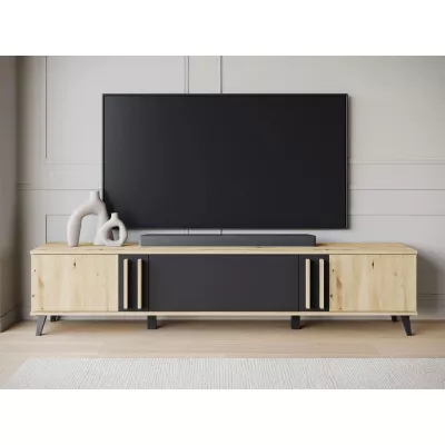 Široký televízny stolík POULSBO - dub artisan / čierny grafitový